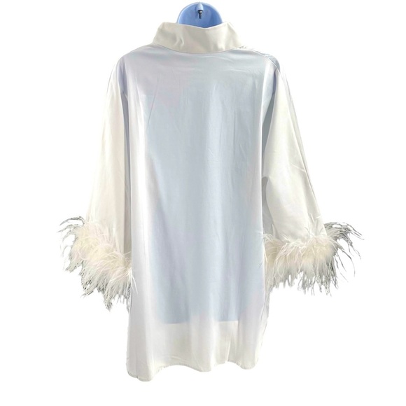 Tuckernuck | NEW White Feather Willow Three-quarter Blouse Size L - Picture 7 of 11